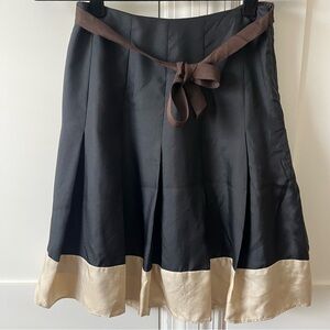 GAP Y2K Vintage Silk Pleated Colorblock Tie-Waist Skirt Black Sz 1